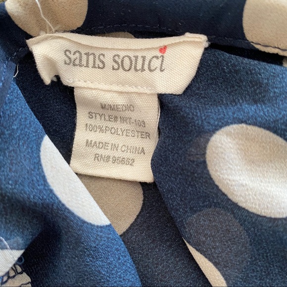 Navy & Tan Polka Dot Pintuck Sleeve Dolman Blouse - Picture 11 of 11